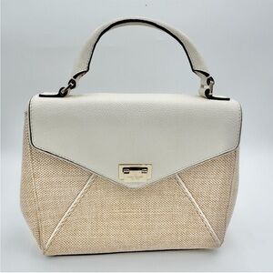Kate Spade NWOT Tweed and Leather White and Tan with storybook lining and dusty
